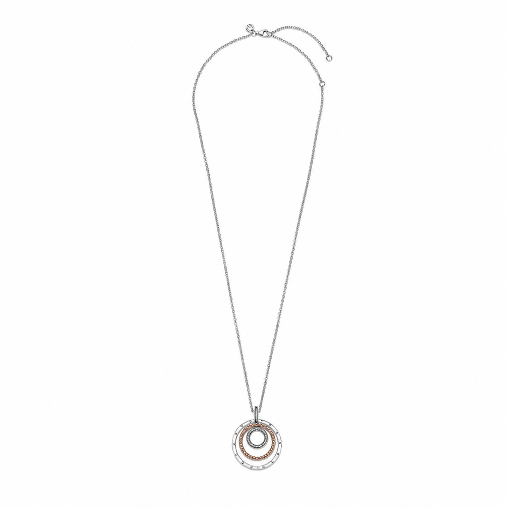 Rose 389483C01 Halskette mit Anhänger Zweifarbige Kreise Sterling-Silber 60 cm