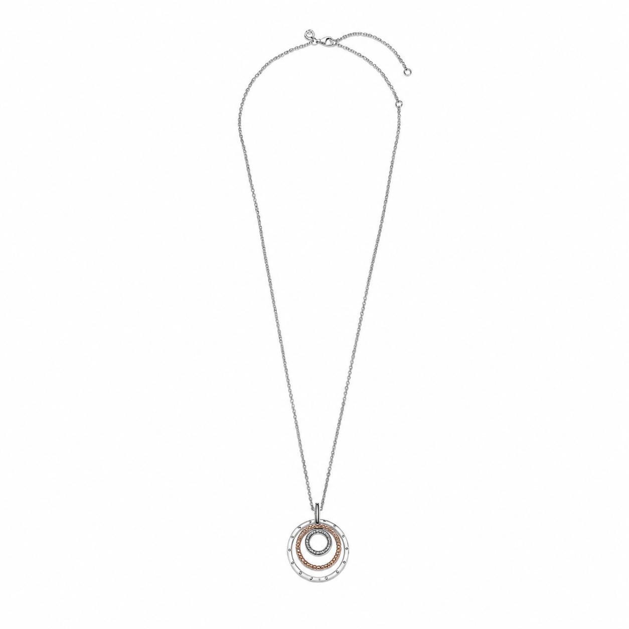 Rose 389483C01 Halskette mit Anhänger Zweifarbige Kreise Sterling-Silber 60 cm