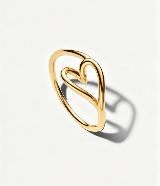 Organisch Geformtes Herz Kleiner Ring 14 Karat Vergoldung