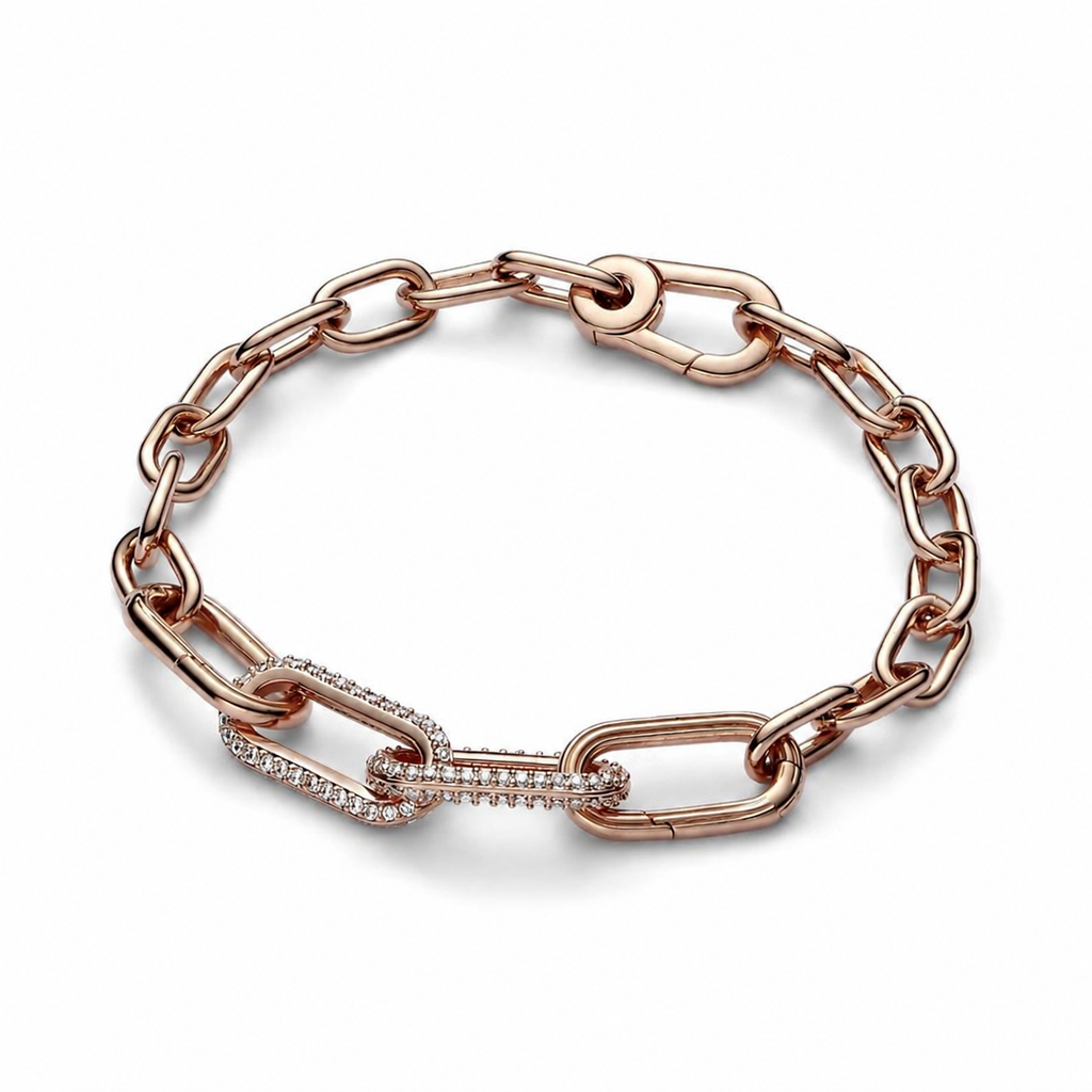 Charm Styling-Link Doppelter Pavé 14k Rosé Vergoldet