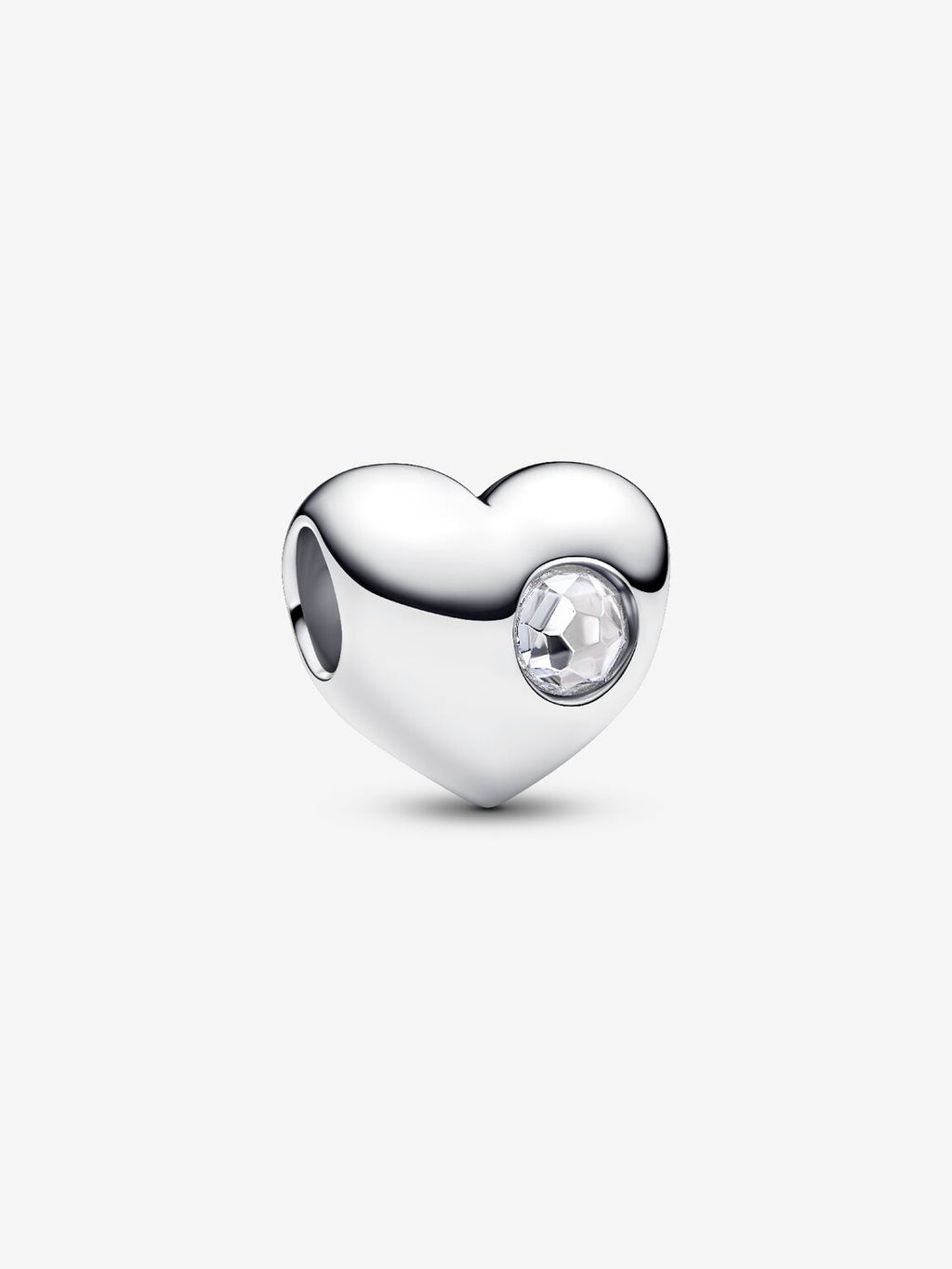 Gravierbares Herz Charm mit Klarem Stein Sterling-Silber