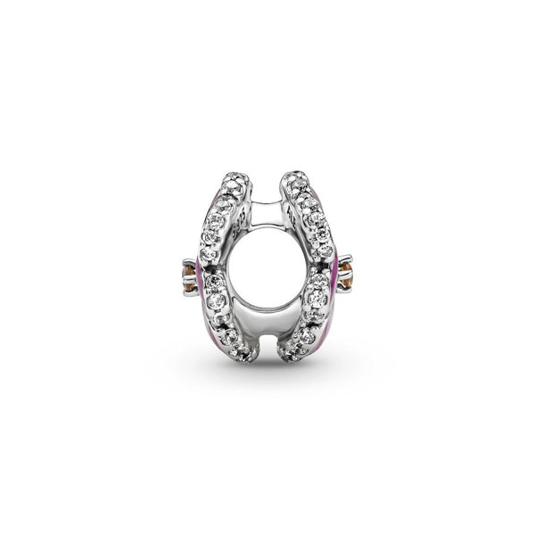 Charm Rosafarbenes Stiefmütterchen Sterling-Silber