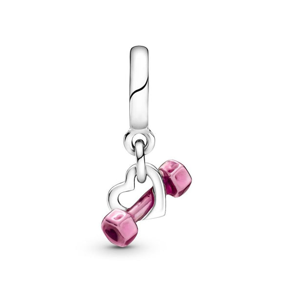 Charm-Anhänger Hantel und Herz Sterling-Silber