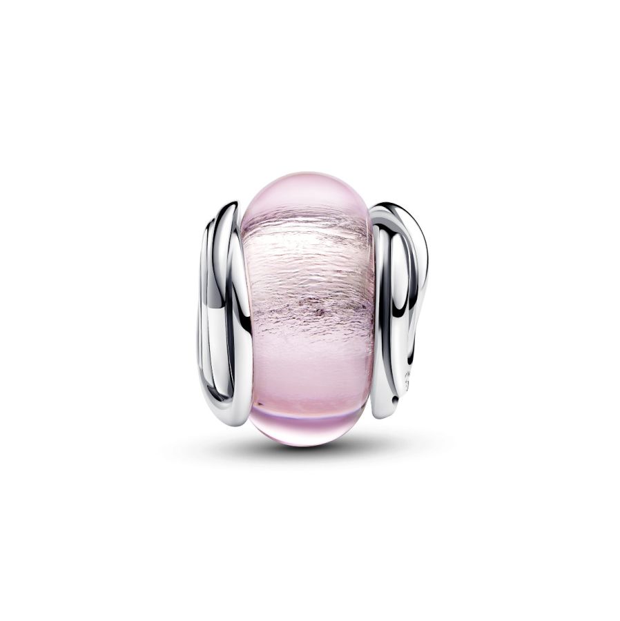Charm Umschlungenes Rosafarbenes Murano-Glas Silber