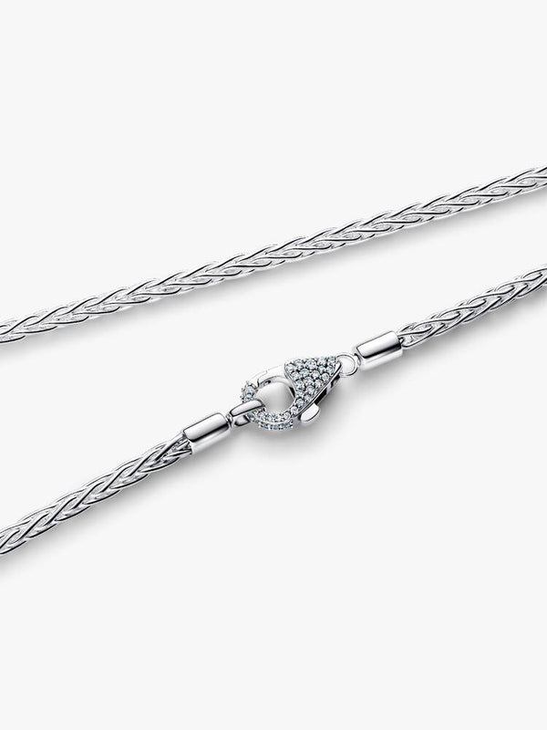 Fuchsschwanz-Charm-Halskette mit Pavé-Verschluss Sterling-Silber