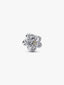 Pavé Blume Offen gearbeitetes Charm Sterling-Silber, 14 Karat Vergoldung