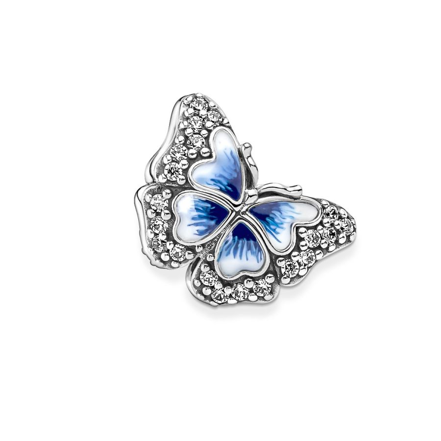 Charm Funkelndes Blauer Schmetterling Sterling-Silber