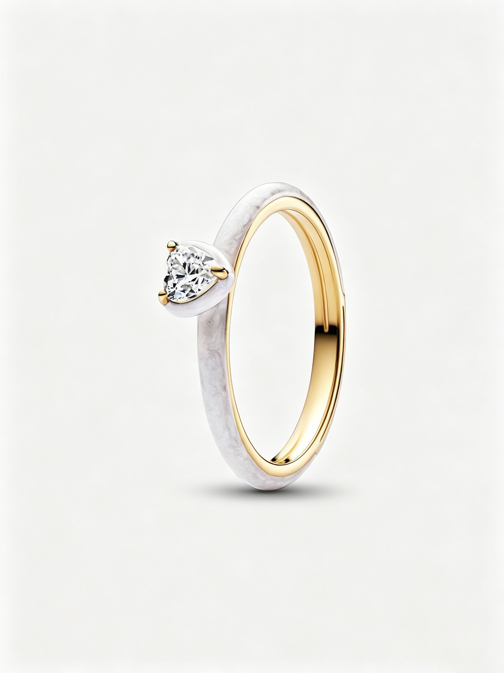 Weißes Chakra Herz Ring 14 Karat Vergoldung Hauptbild