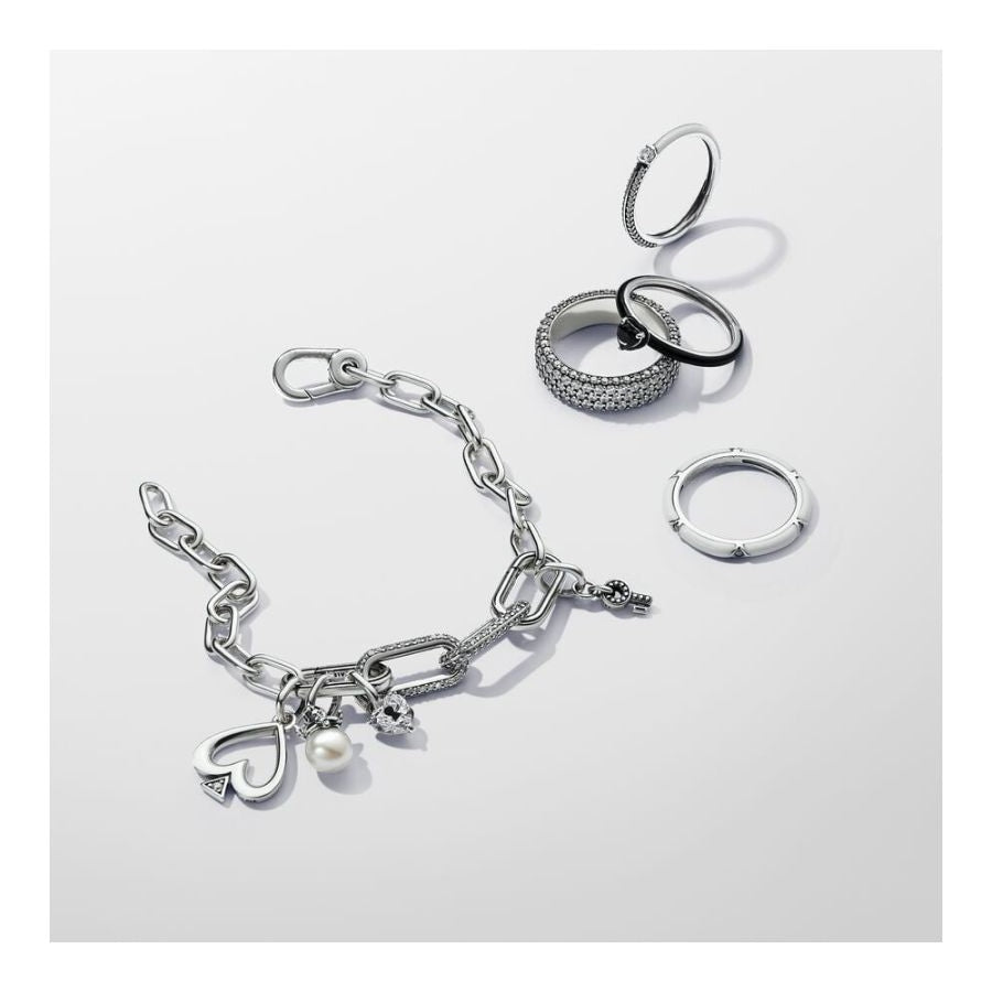 Mini-Charm-Anhänger Schlüsselloch Herz Zirkonia Silber