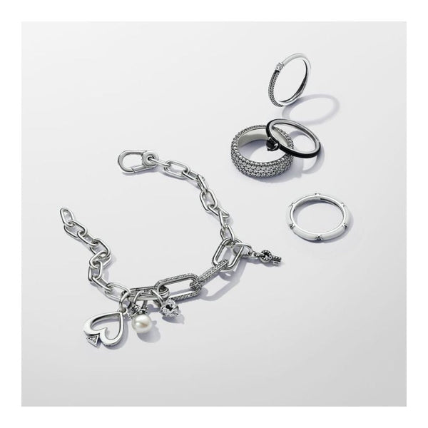 Mini-Charm-Anhänger Schlüsselloch Herz Zirkonia Silber