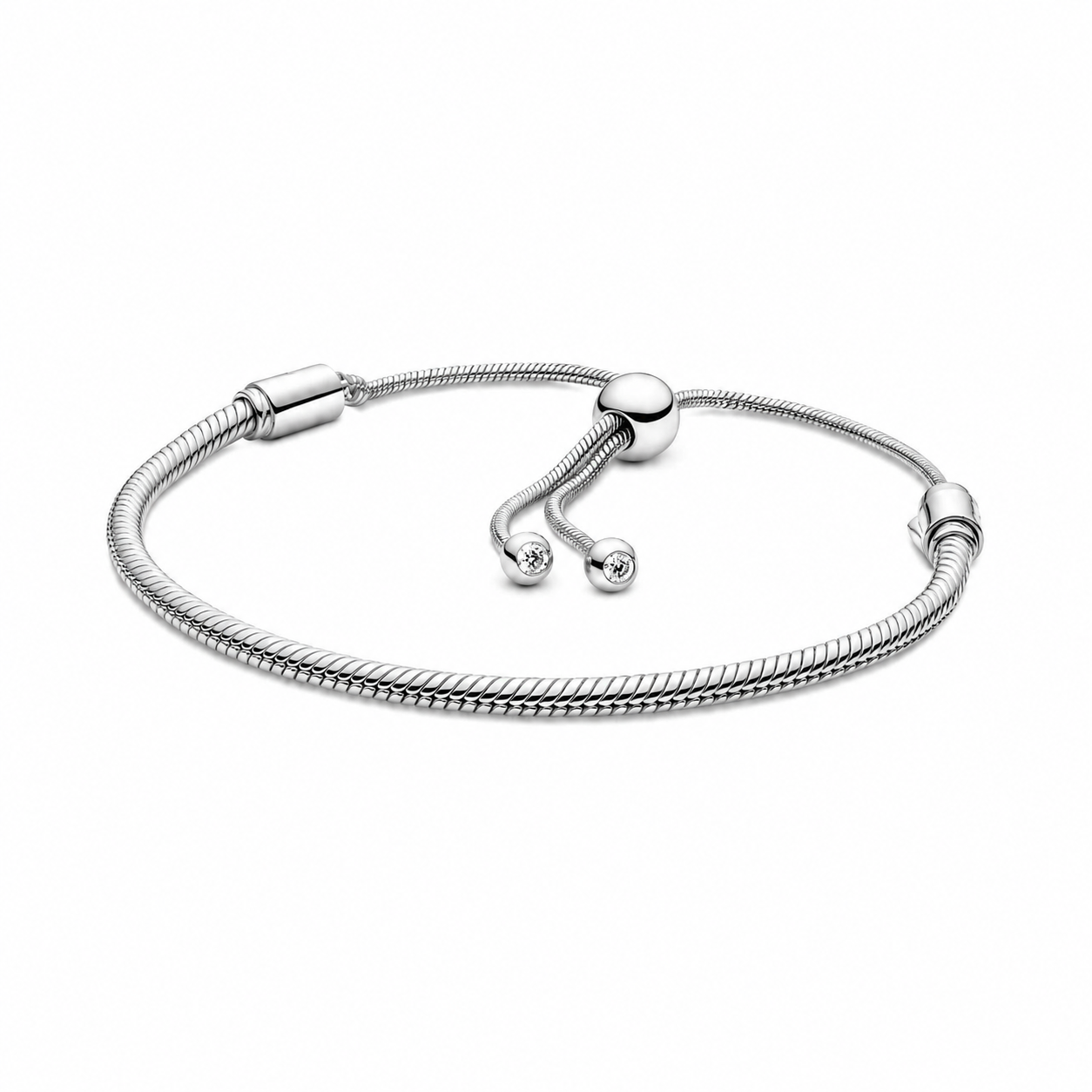 599652C01 Schlangen-Gliederarmband Schiebeverschluss Silber Hauptbild