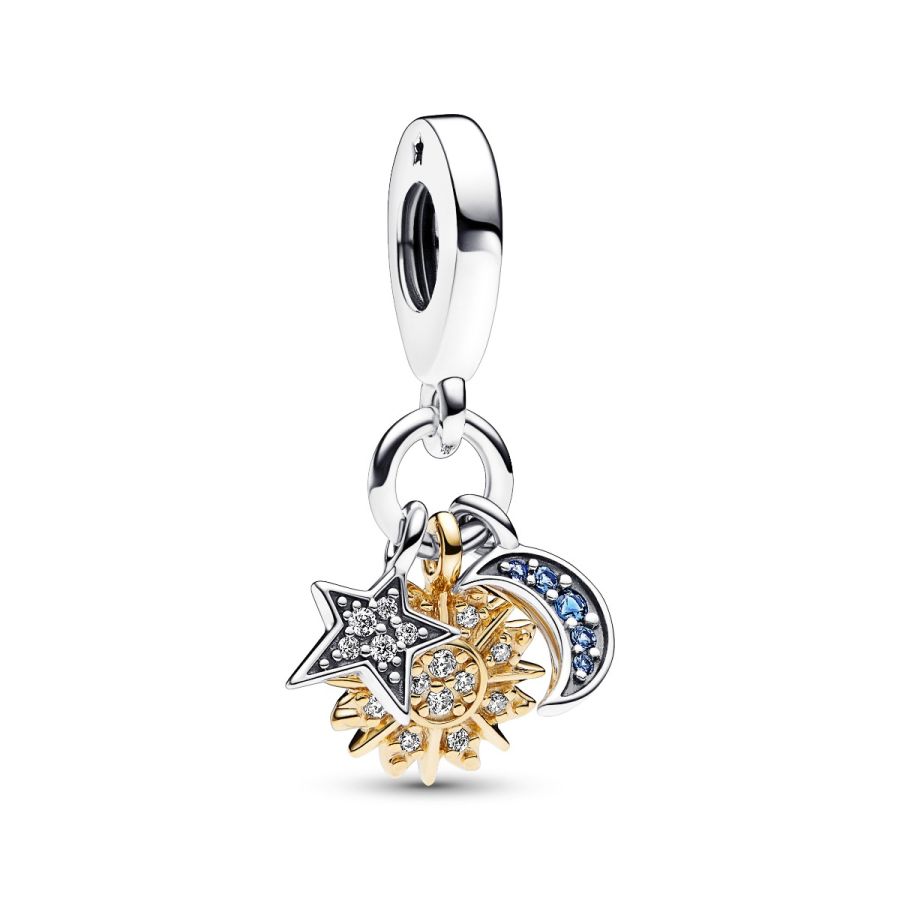 Charm-Anhänger Sonne Halbmond Stern Silber Vergoldet Hauptbild