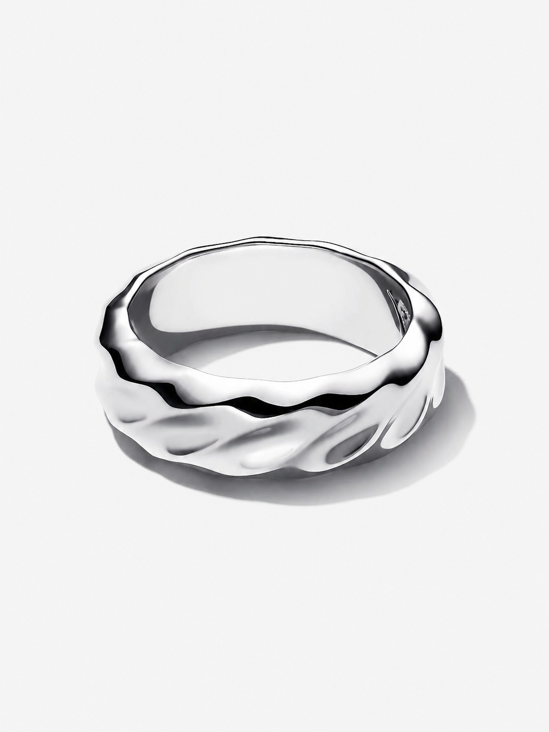 Gewellter Breiter Band-Ring Sterling-Silber