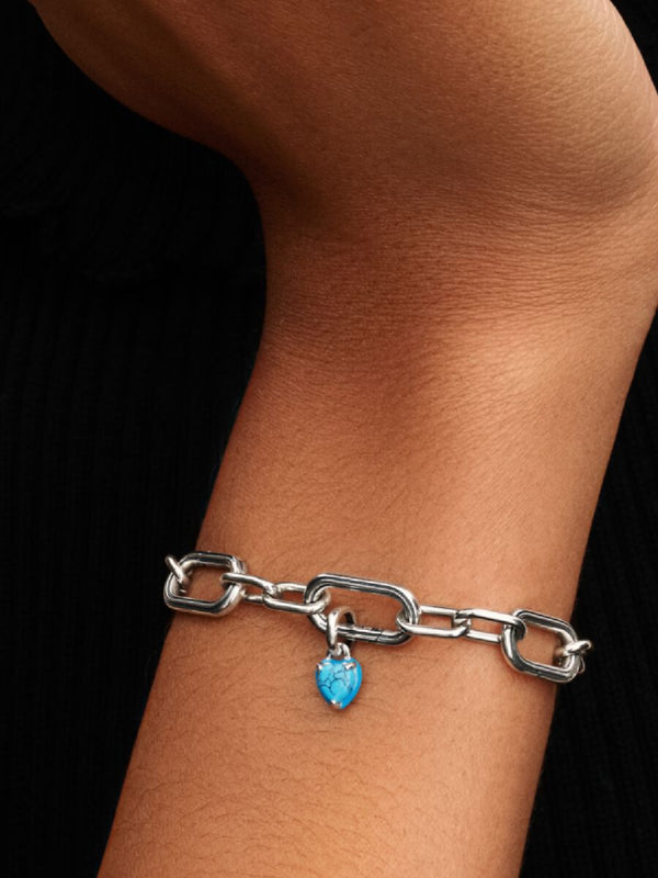 Türkisfarbenes Herz Mini-Charm-Anhänger Sterling-Silber
