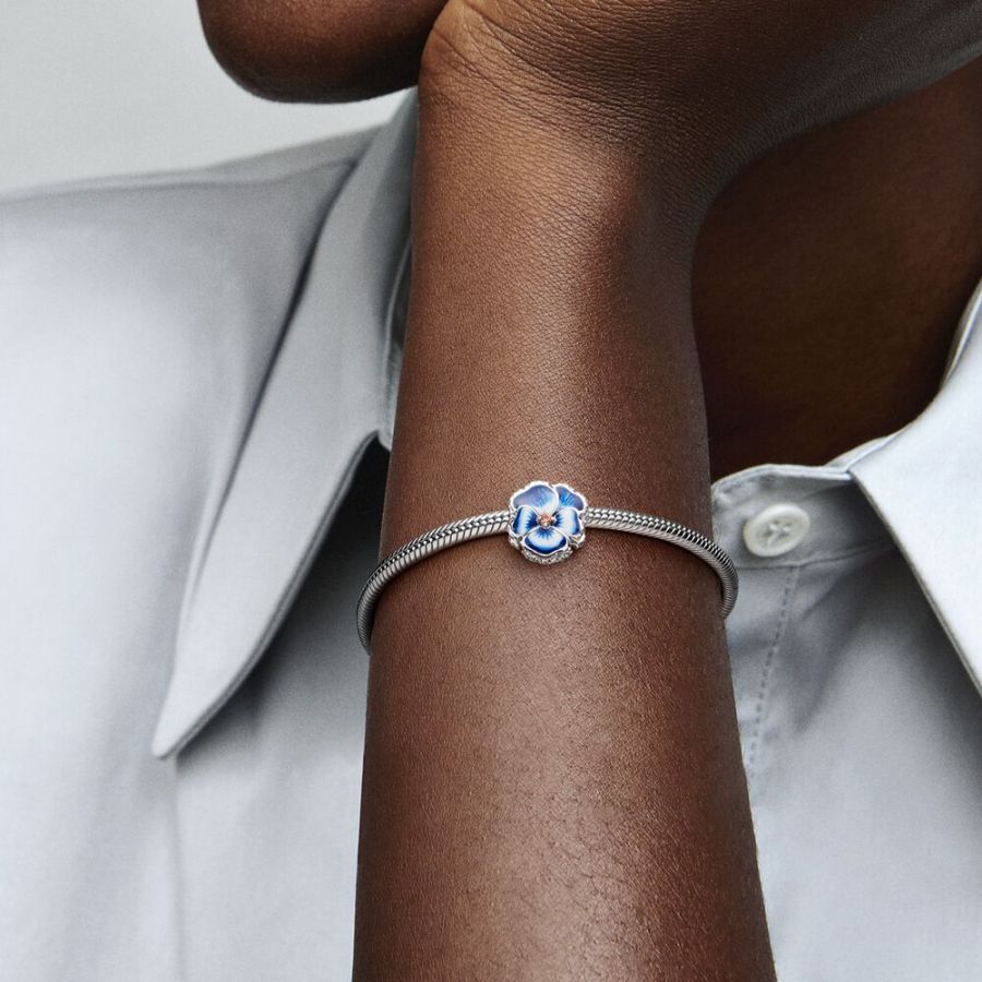 Charm Blaues Stiefmütterchen Sterling-Silber Zweitbild