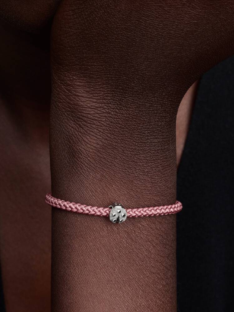 Strukturierter Marienkäfer Mini-Charm Sterling-Silber
