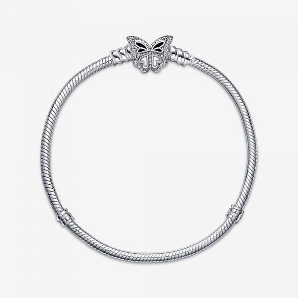 Gliederarmband mit Schmetterling-Verschluss Silber