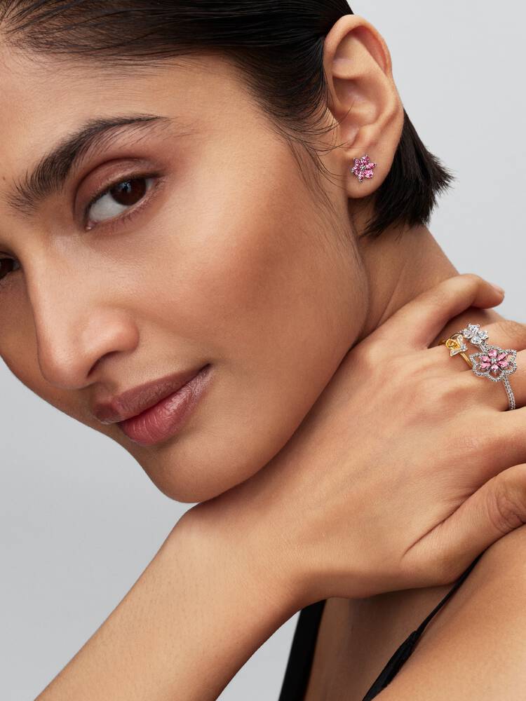 Funkelndes Glückskleeblatt Teilbarer Ring Sterling-Silber