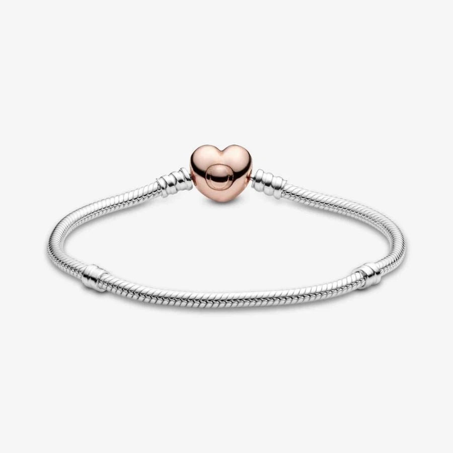 Rose  Schlangen-Gliederarmband mit Herz-Verschluss