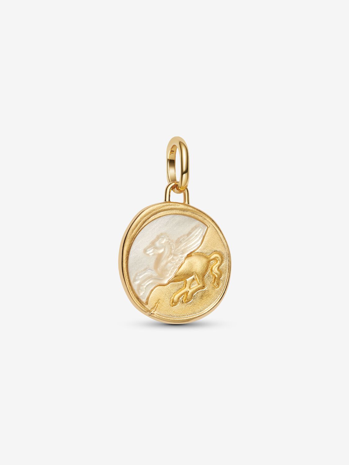 Pegasus Medaillon-Charm Sterling-Silber, 14 Karat Vergoldung