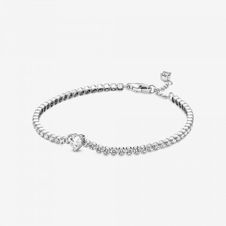 Tennisarmband Funkelndes Herz Zirkonia Silber