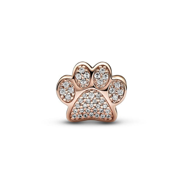 Charm Funkelnder Pfotenabdruck Zirkonia Rosévergoldet