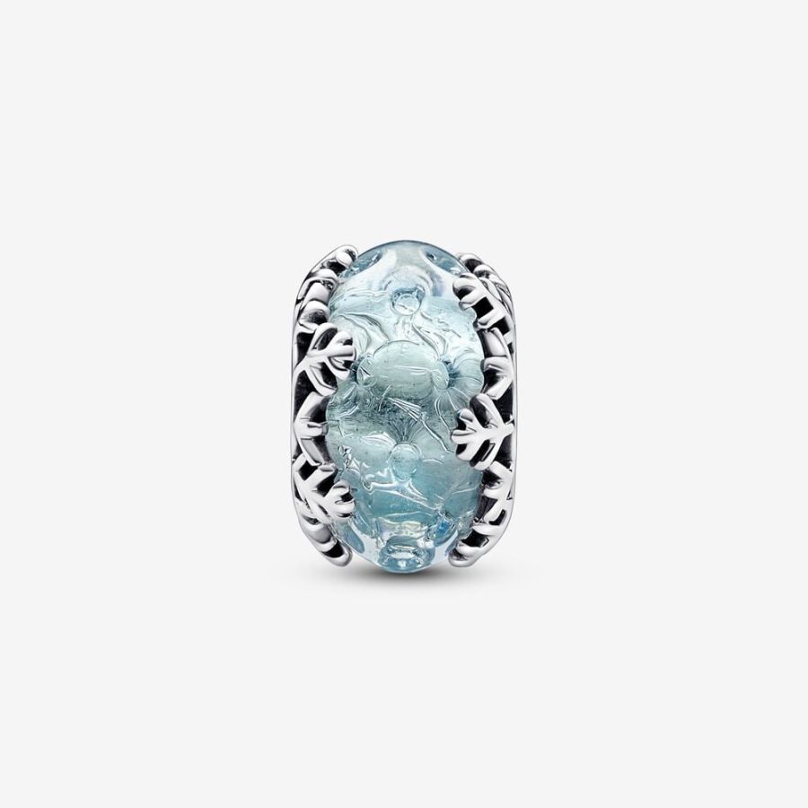 Charm Murano Winterblaue Schneeflocke Sterling-Silber