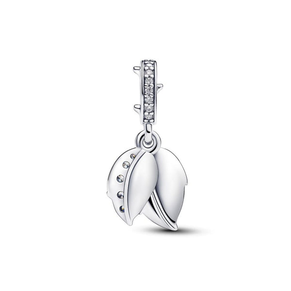 Charm-Anhänger Weiße Blühende Rose Zirkonia Silber