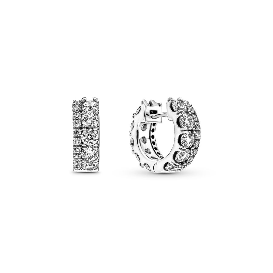 Ohrringe Creolen Doppelband Pavé Zirkonia Sterlingsilber