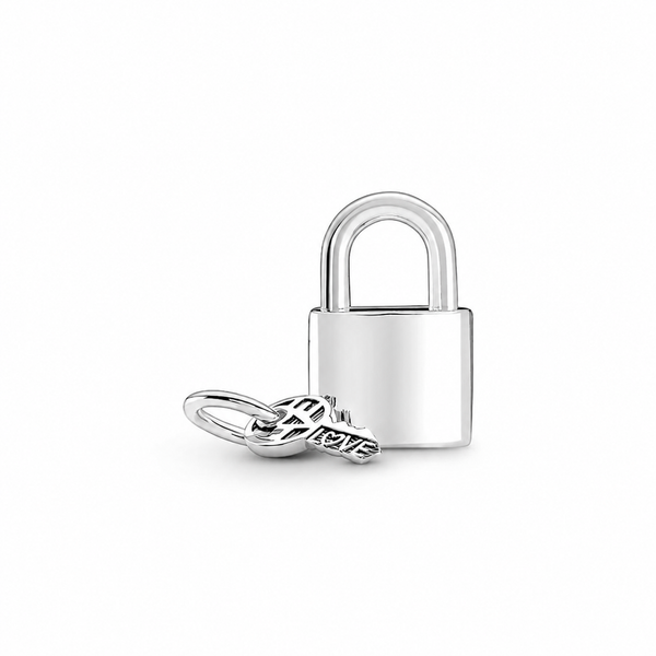Charm-Anhänger Vorhängeschloss und Schlüssel Sterling-Silber