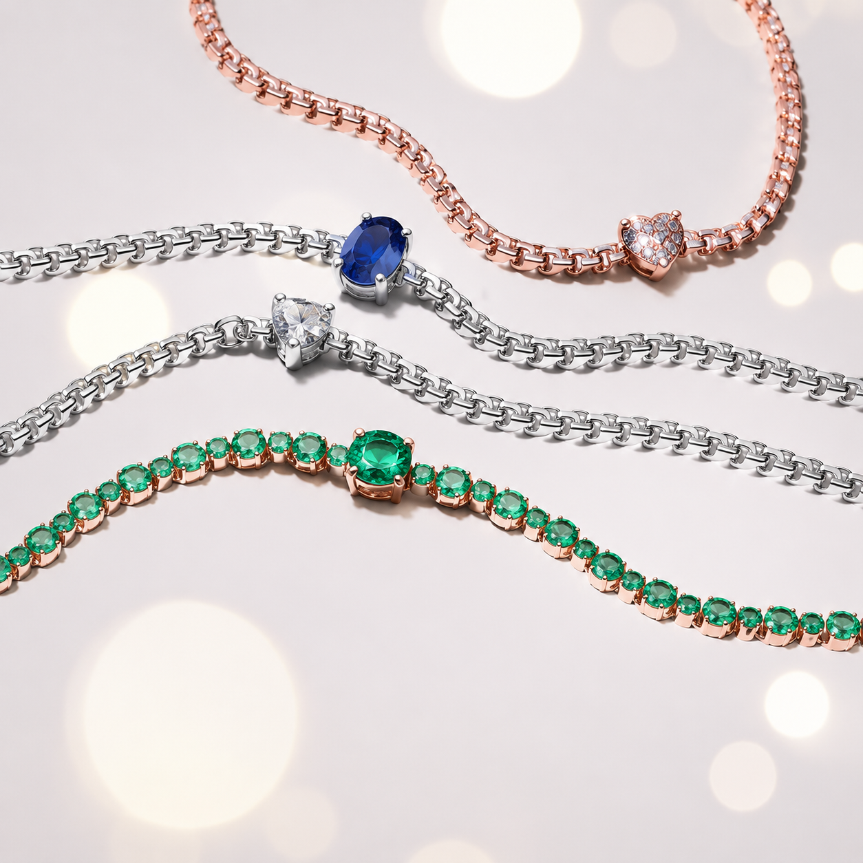Tennisarmband Funkelndes Herz Zirkonia Silber