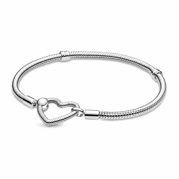 Schlangen-Gliederarmband Moments Herzverschluss Silber