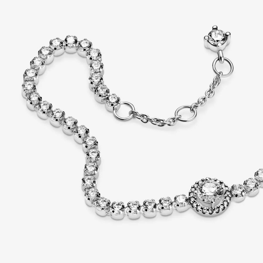 Tennisarmband Funkelnder Kranz Sterling-Silber