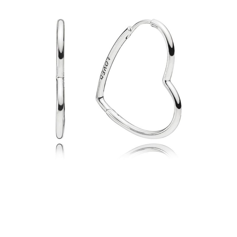 Ohrringe Creolen Asymmetric Hearts of Love Sterling-Silber Hauptbild