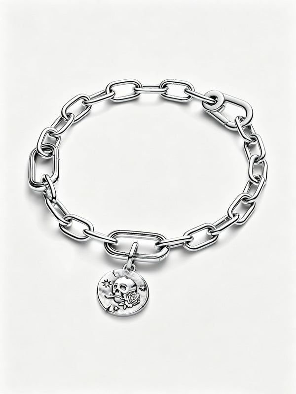 Totenkopf Medaillon-Charm Sterling-Silber