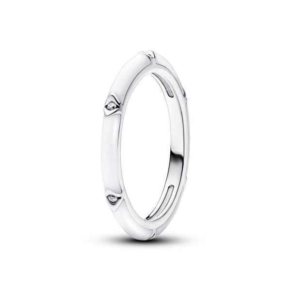 Ring Zirkonia Steine & Emaille Weiss Silber