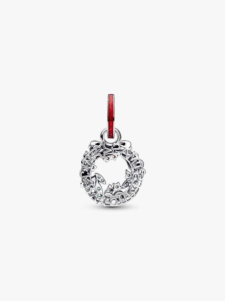 Weihnachtskranz Doppelter Charm-Anhänger Sterling-Silber