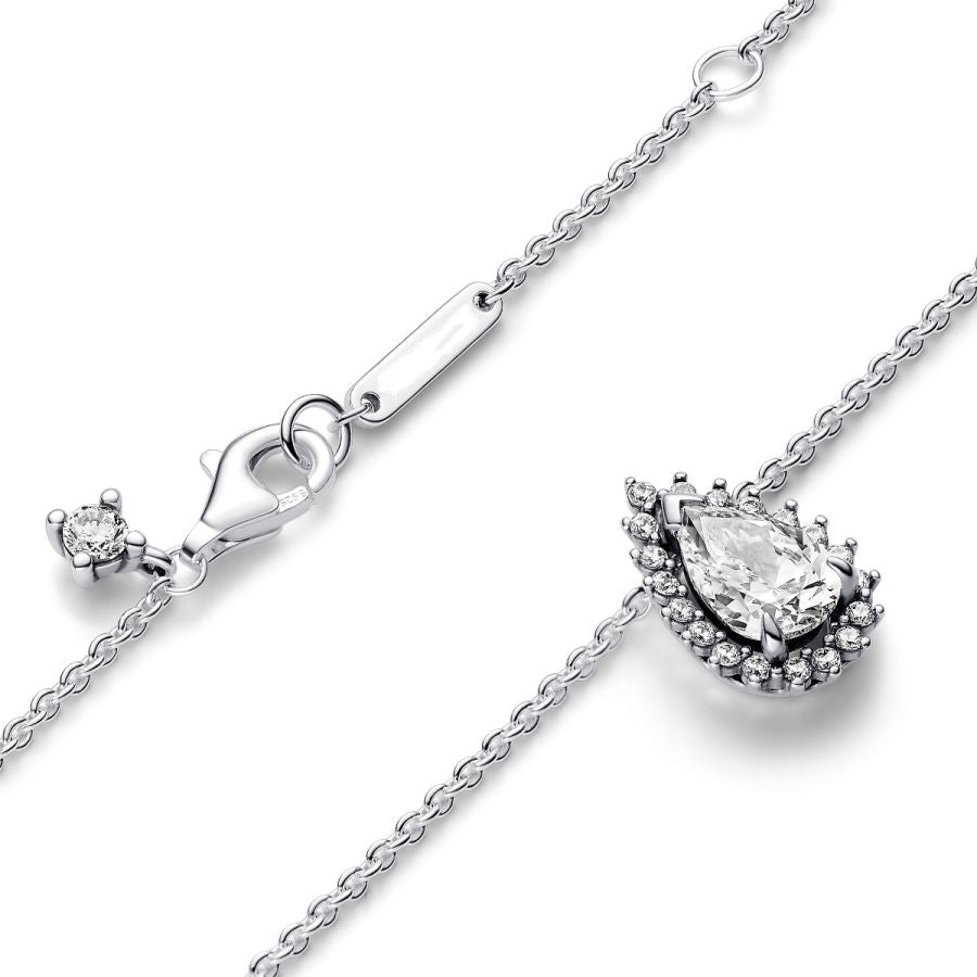 392832C01 Collier-Halskette Funkelnde Birnen-Kranz Zirkonia Silber