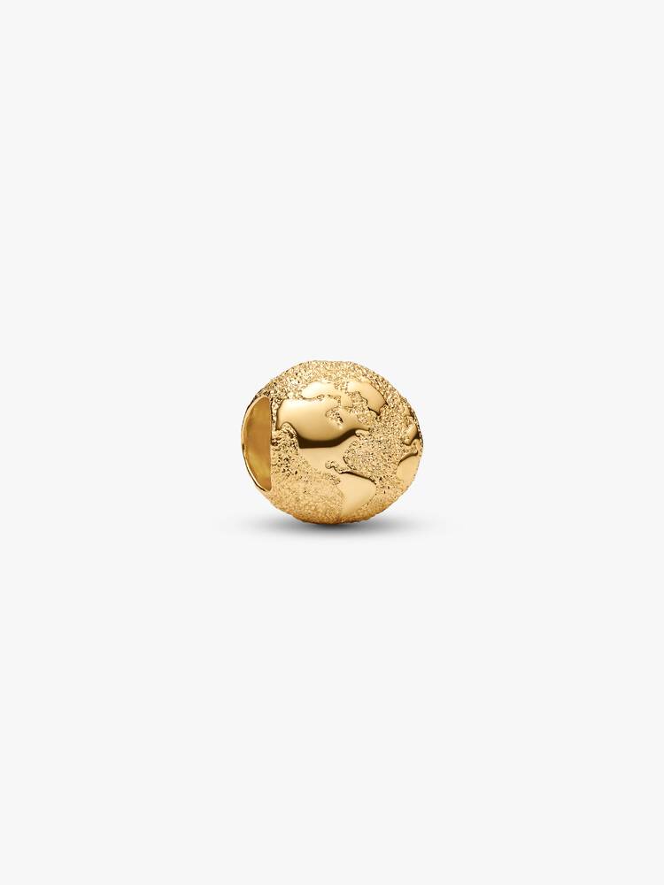 Strukturierter Globus Mini-Charm 14 Karat Vergoldung