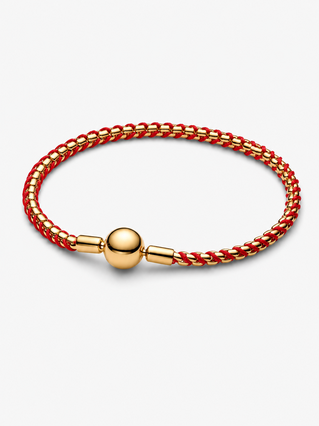 Rote Kordel Gliederarmband 14 Karat Vergoldung