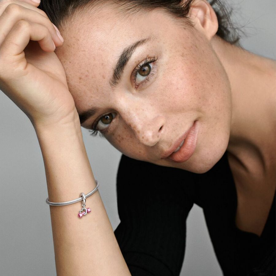 Charm-Anhänger Hantel und Herz Sterling-Silber Zweitbild
