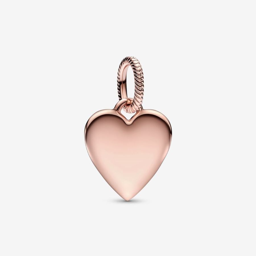 Charm-Anhänger Gravierbarer Herz 14k Rosé Vergoldet