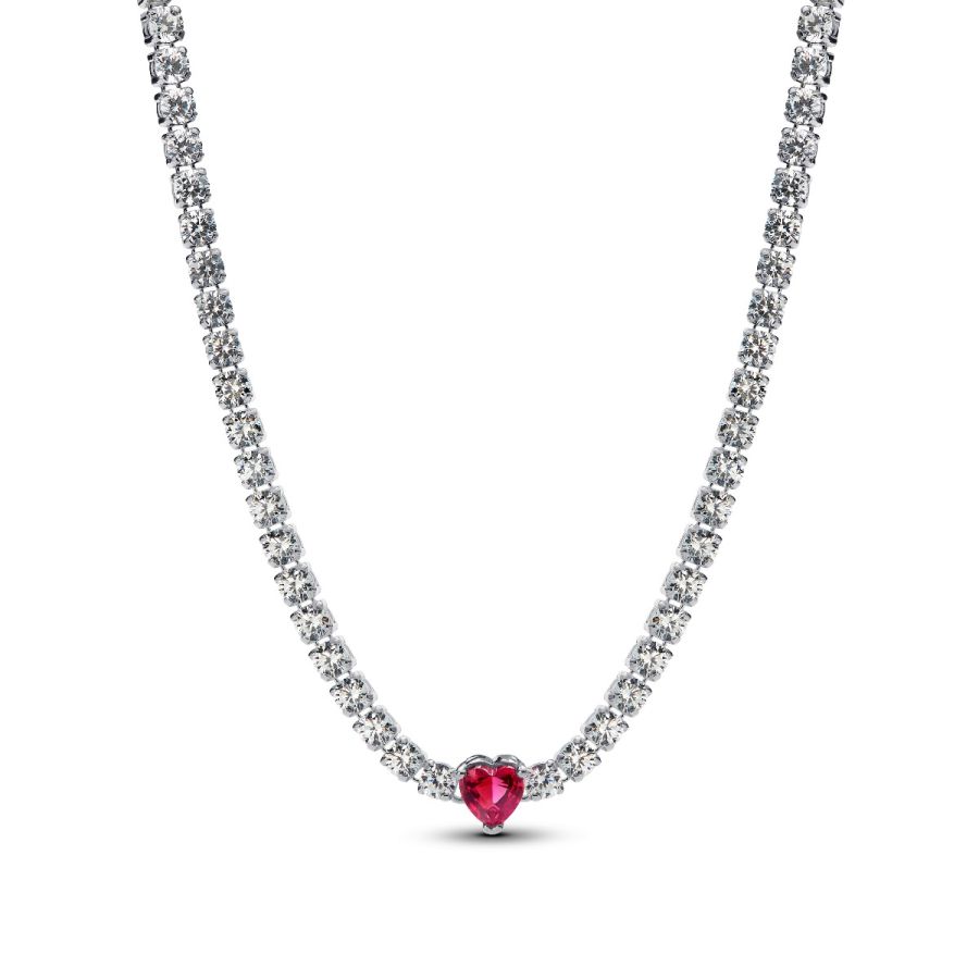 Halskette Choker Strahlenkranz Rotes Herz Silber  cm Hauptbild