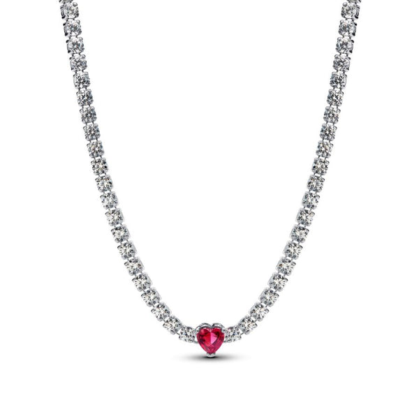 Halskette Choker Strahlenkranz Rotes Herz Silber  cm