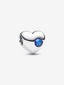 Gravierbares Blauer Stein Herz-Charm Sterling-Silber