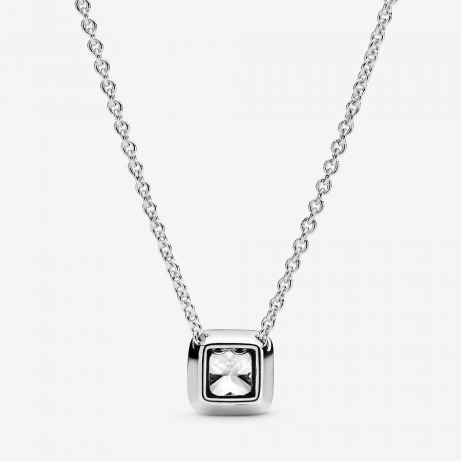 396241CZ Kette mit Anhänger Quadratischer Funkelnder Strahlenkranz