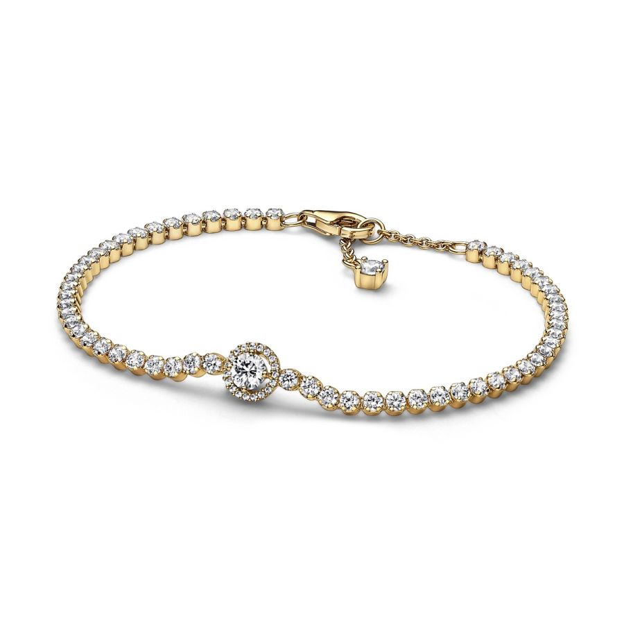 Tennisarmband Funkelnder Kranz Zirkonia 14k Vergoldet