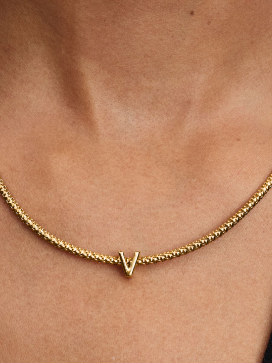 Buchstabe V Alphabet-Mini-Charm 14 Karat Vergoldung