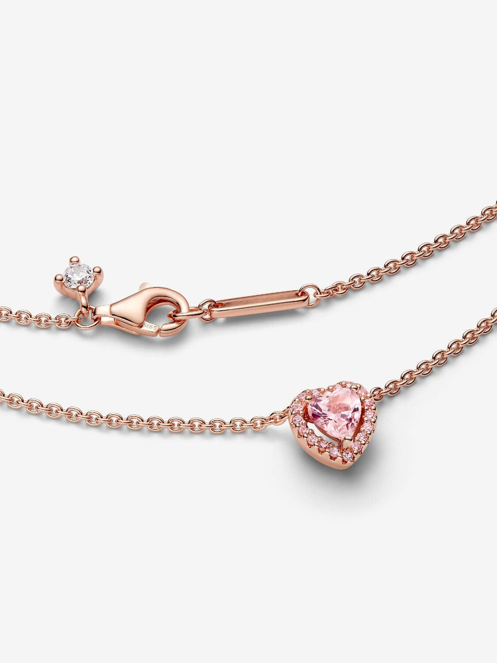 Rosafarbenes Herz Collier 14 Karat rosévergoldet