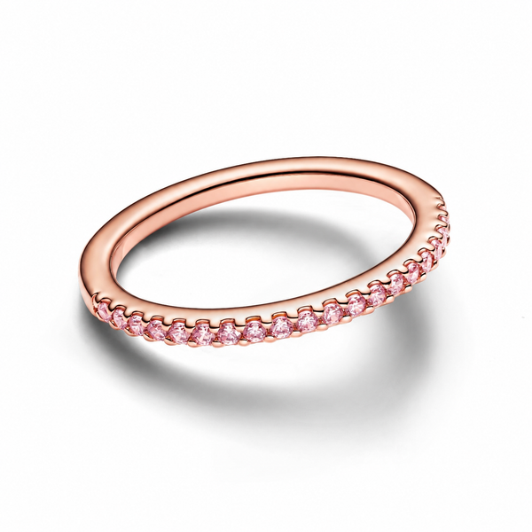 Ring Funkelnder Rosafarbener Pavé-Band Rosévergoldet